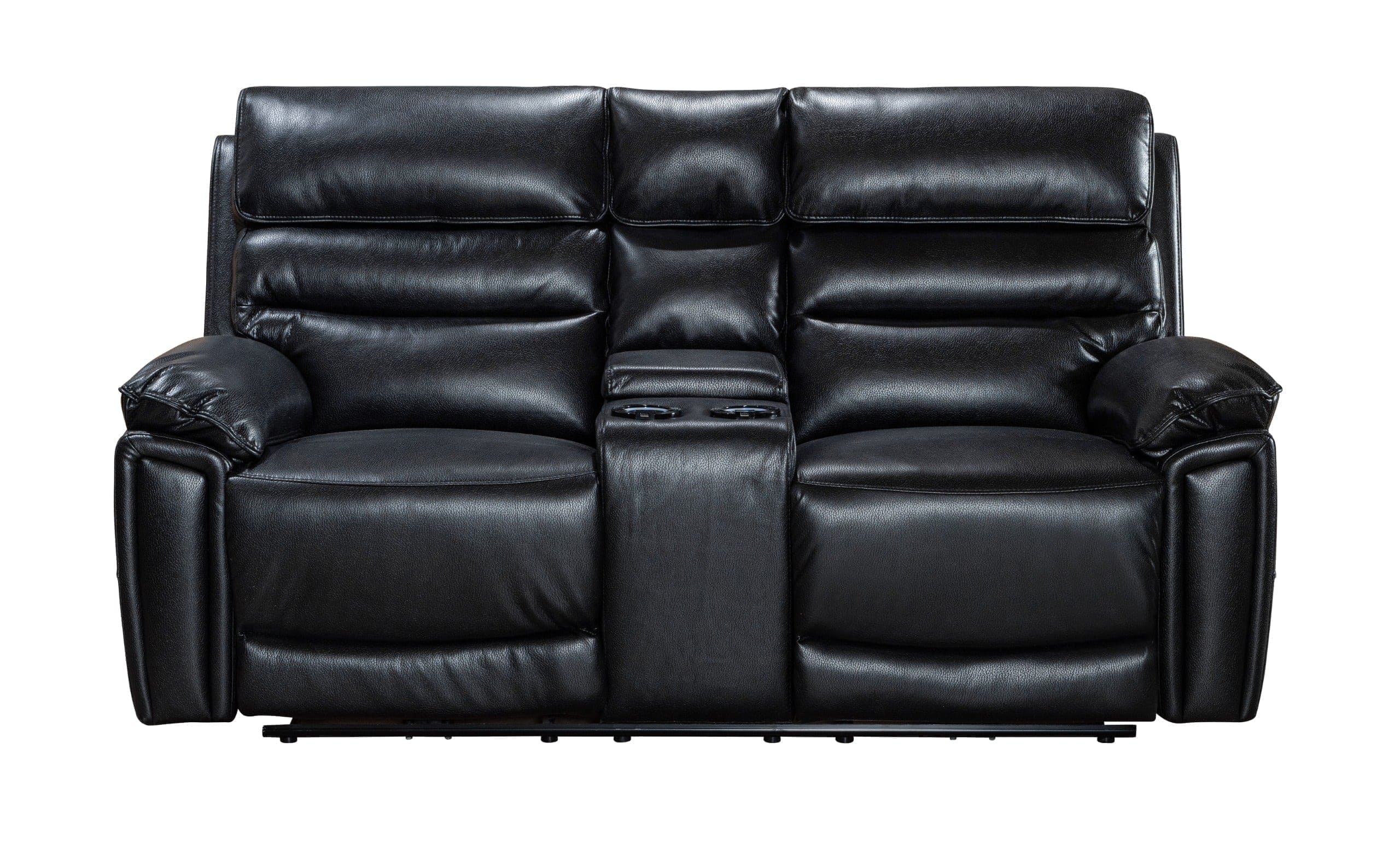 Donald Black Leather Electric / Power Reclining Sofa Range Suite Set With USB Charging Ports & Drop Down Tray Table - Image 25