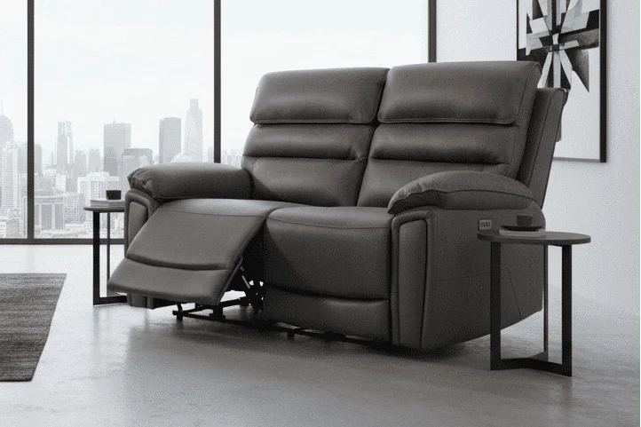 Calisese Grey Easy Clean Fabric Electric / Power Reclining 2 Seater Sofa With USB Charging Ports - Image 3