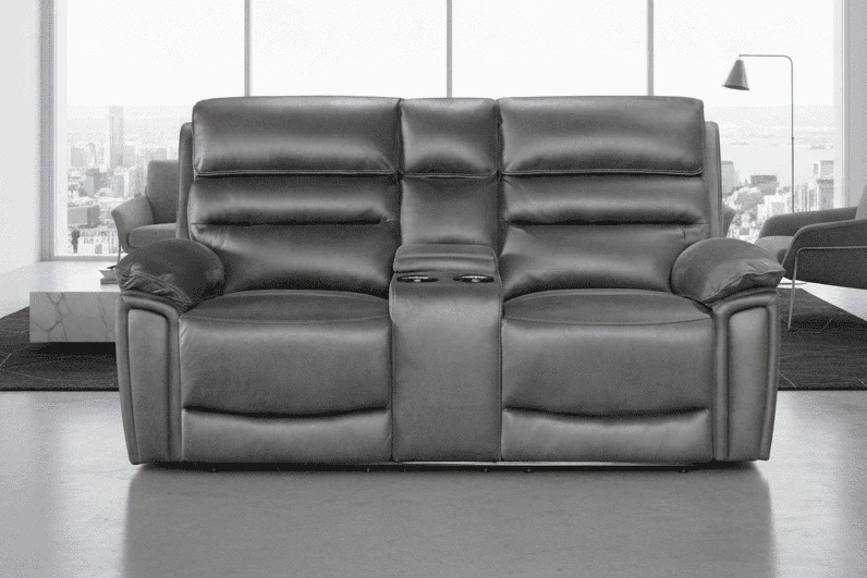 Calisese Grey Easy Clean Fabric Electric Reclining 2 Seater Sofa With Drinks Console + USB Charging Ports & Drinks Coolers - Image 2