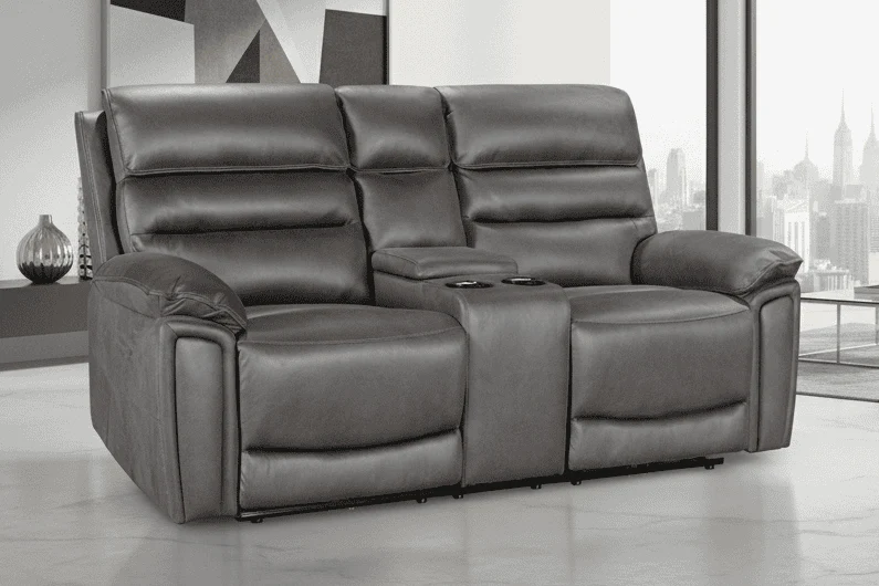 Calisese Grey Easy Clean Fabric Electric Reclining 2 Seater Sofa With Drinks Console + USB Charging Ports & Drinks Coolers - Image 3