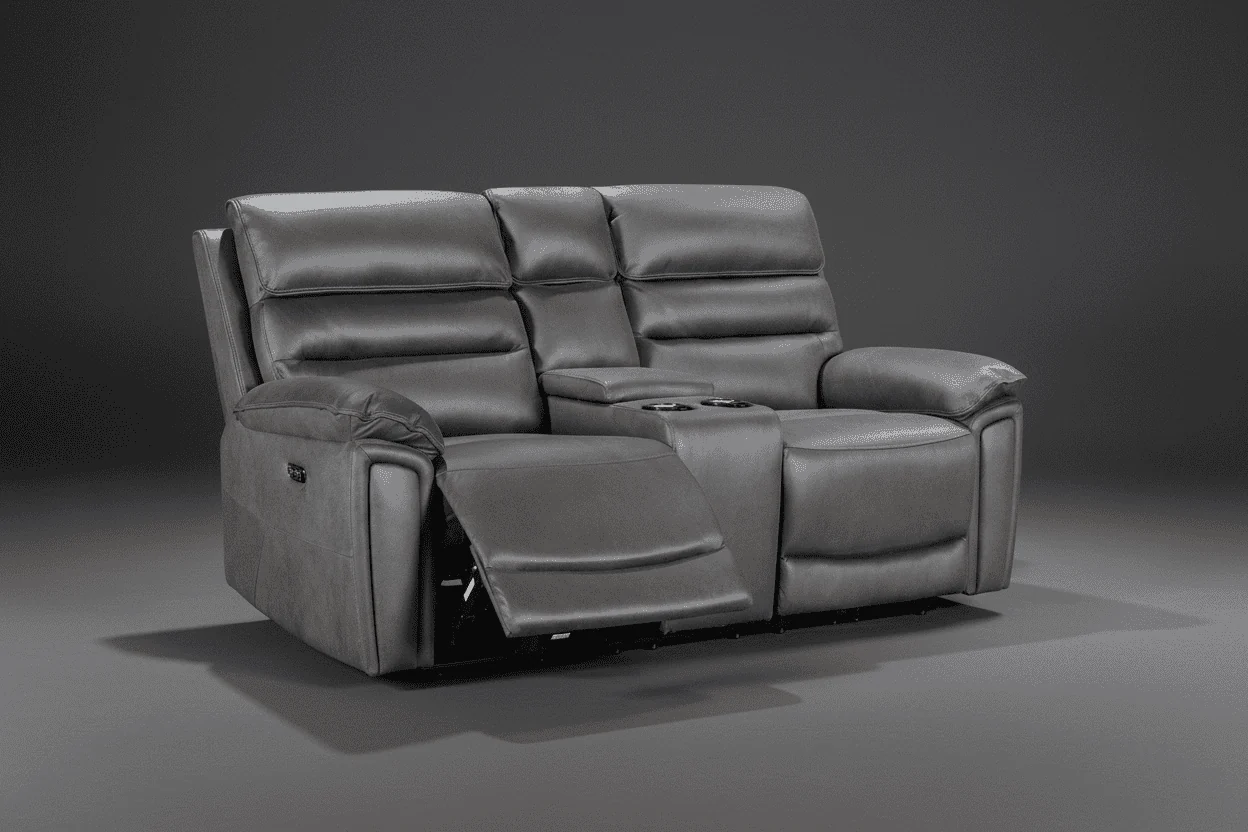 Calisese Grey Easy Clean Fabric Electric Reclining 3 Seater + 2 Seater Sofa Set With USB Charging Ports, Drop Down Tray Table & Drinks Cooling Cupholders - Image 3