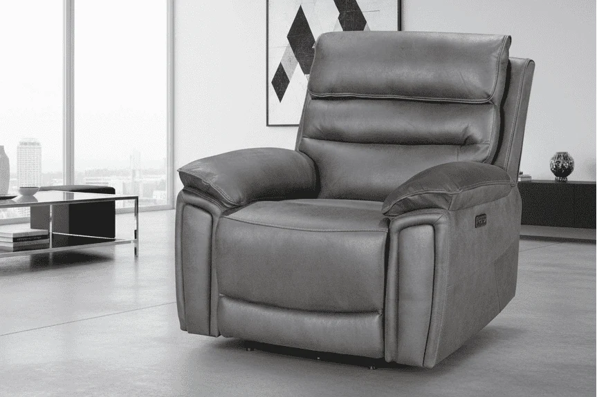 Calisese Grey Easy Clean Fabric Electric Reclining Armchair / 1 Seater Sofa With USB Charging Ports - Image 3