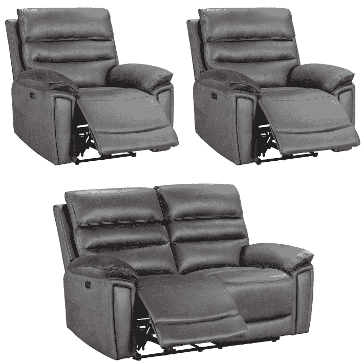 Donald Suede Fabric Power Reclining Sofa Range Suite Set With USB Charging Ports & Drop Down Tray Table - Image 20