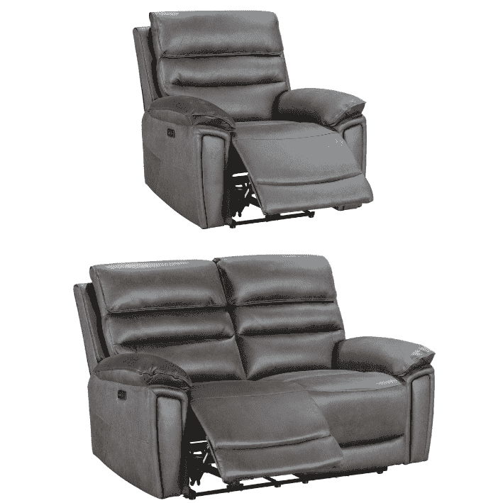 Donald Suede Fabric Power Reclining Sofa Range Suite Set With USB Charging Ports & Drop Down Tray Table - Image 21