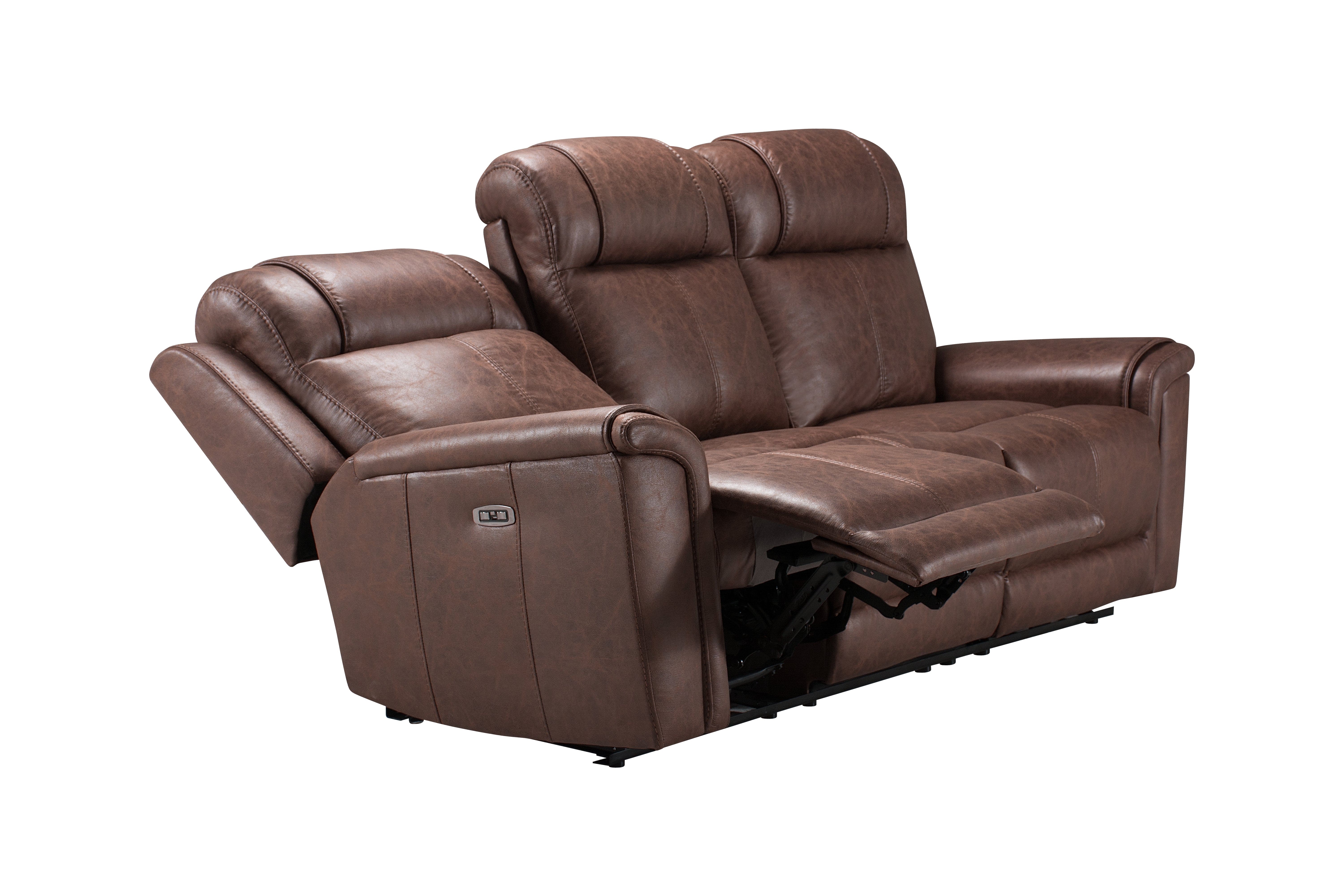 Charles Electric / Power Reclining Brown Resilience Fabric Sofa Range | Power Headrests | USB Charging & Drinks Tray Table Plus High Seating & Backrest Position | Couch - Image 22