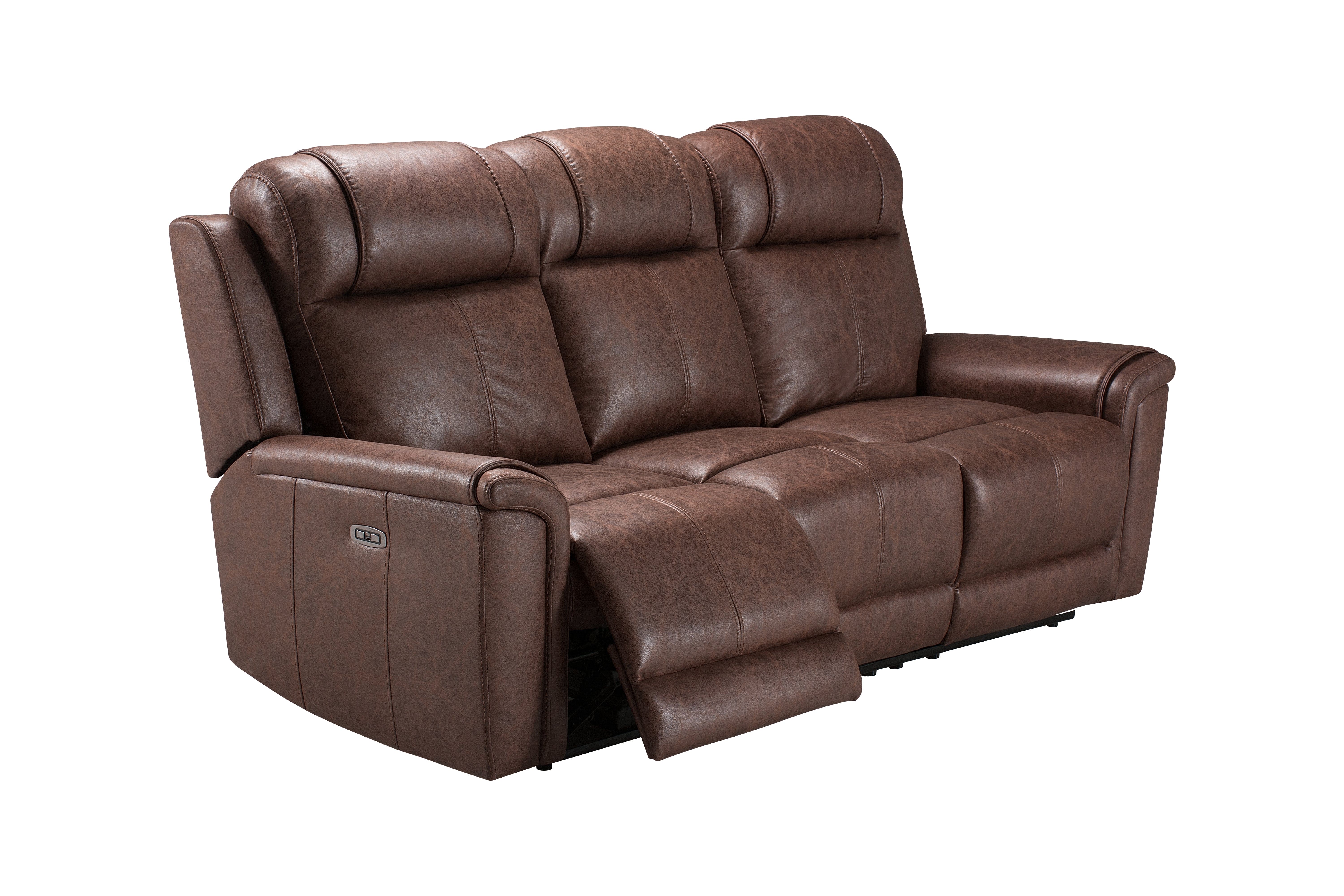Charles Electric / Power Reclining Brown Resilience Fabric Sofa Range | Power Headrests | USB Charging & Drinks Tray Table Plus High Seating & Backrest Position | Couch - Image 4