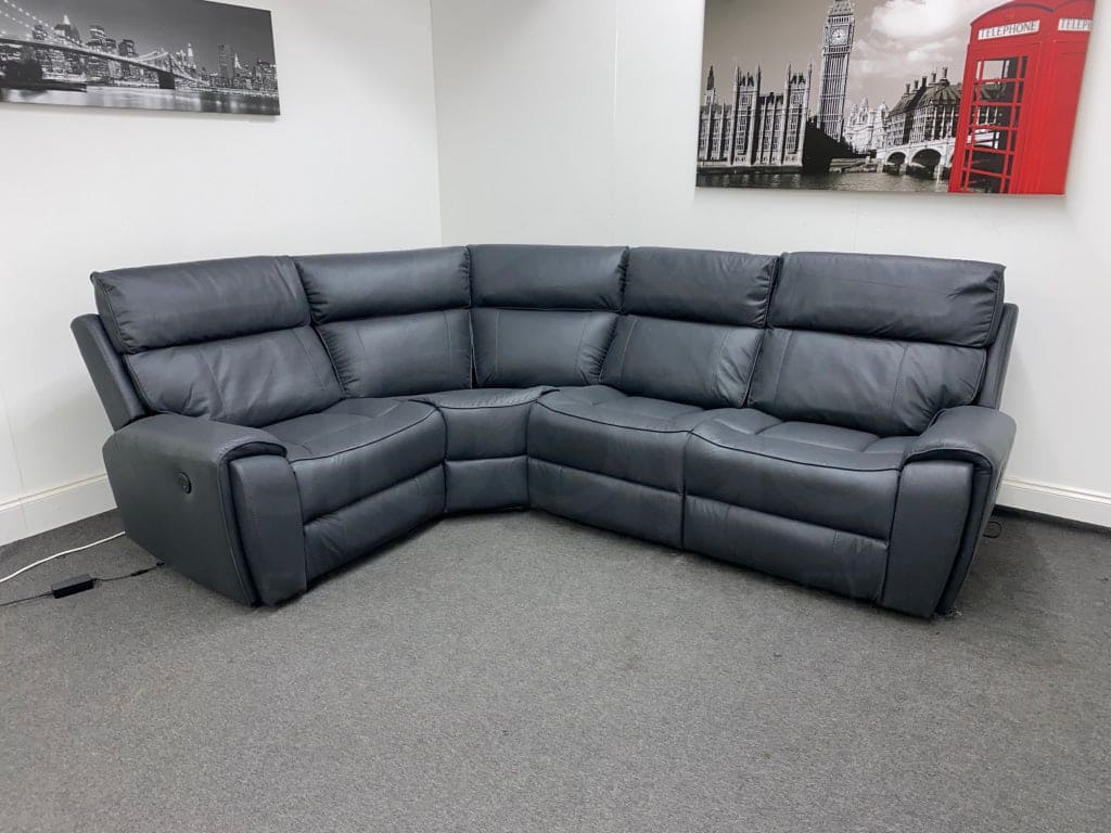 Electric Recliner Grey Fabric LHF Corner Sofa without console