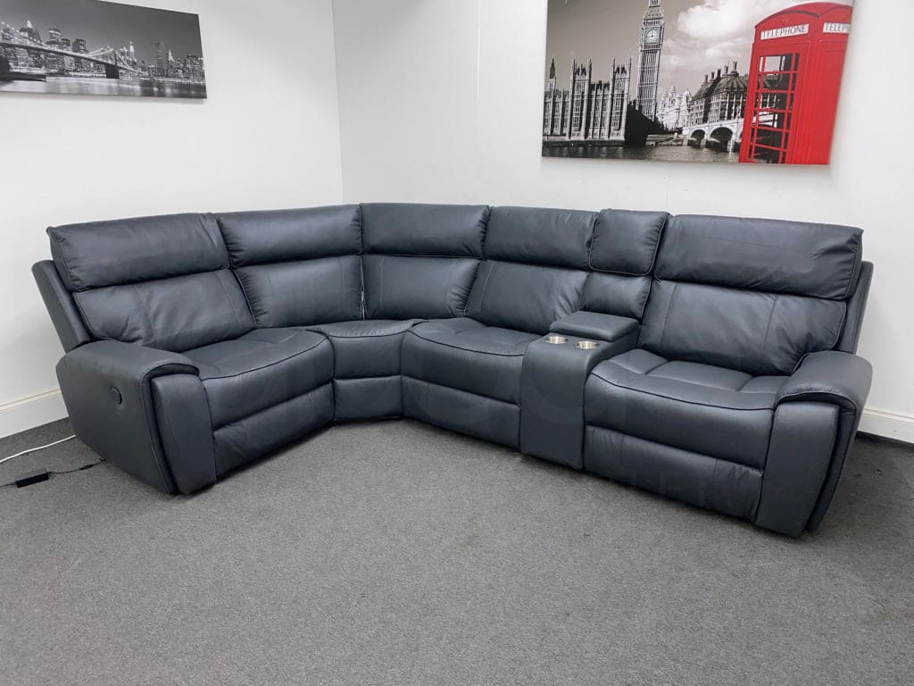 Electric Recliner Grey Fabric LHF Corner Sofa