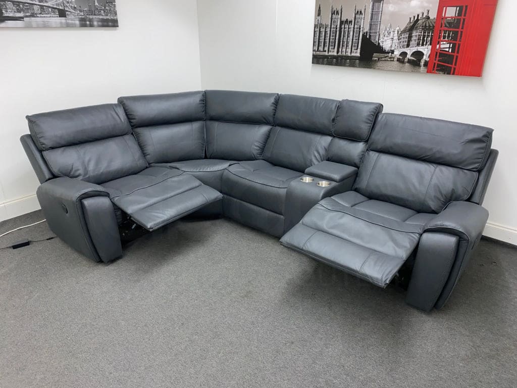 Electric Recliner Grey Fabric LHF Corner Sofa - Image 10