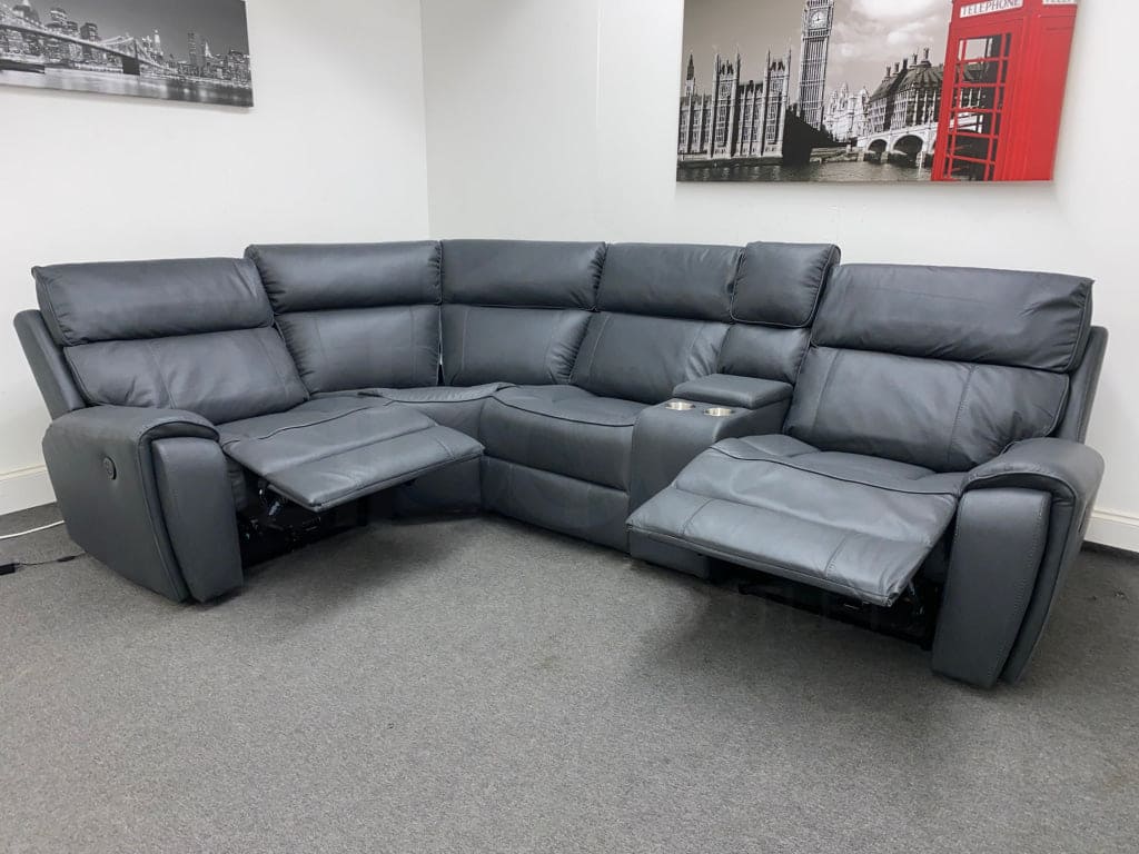 Electric Recliner Grey Fabric LHF Corner Sofa - Image 11