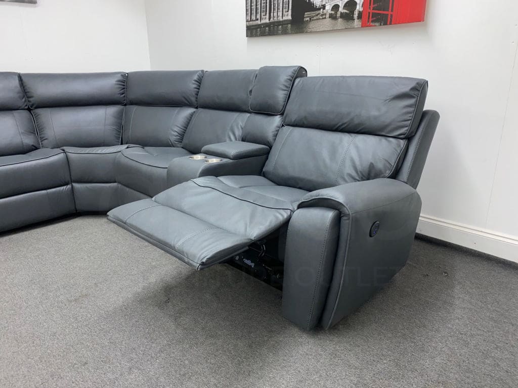 Electric Recliner Grey Fabric LHF Corner Sofa - Image 12