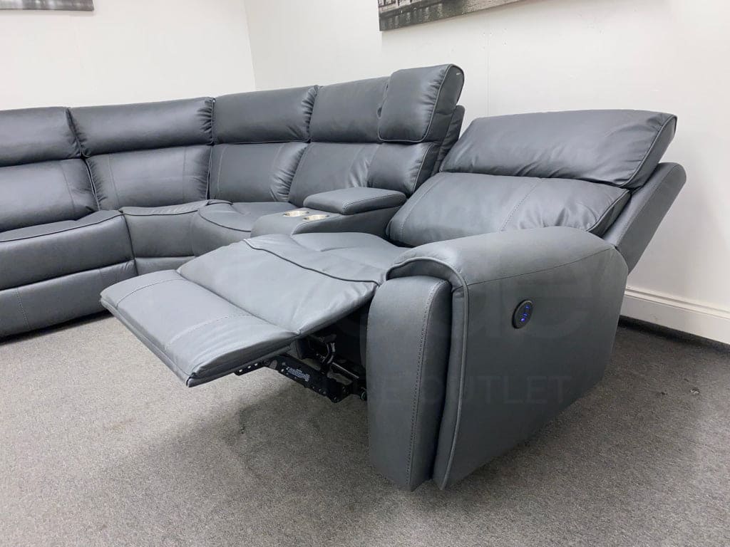 Electric Recliner Grey Fabric LHF Corner Sofa - Image 15