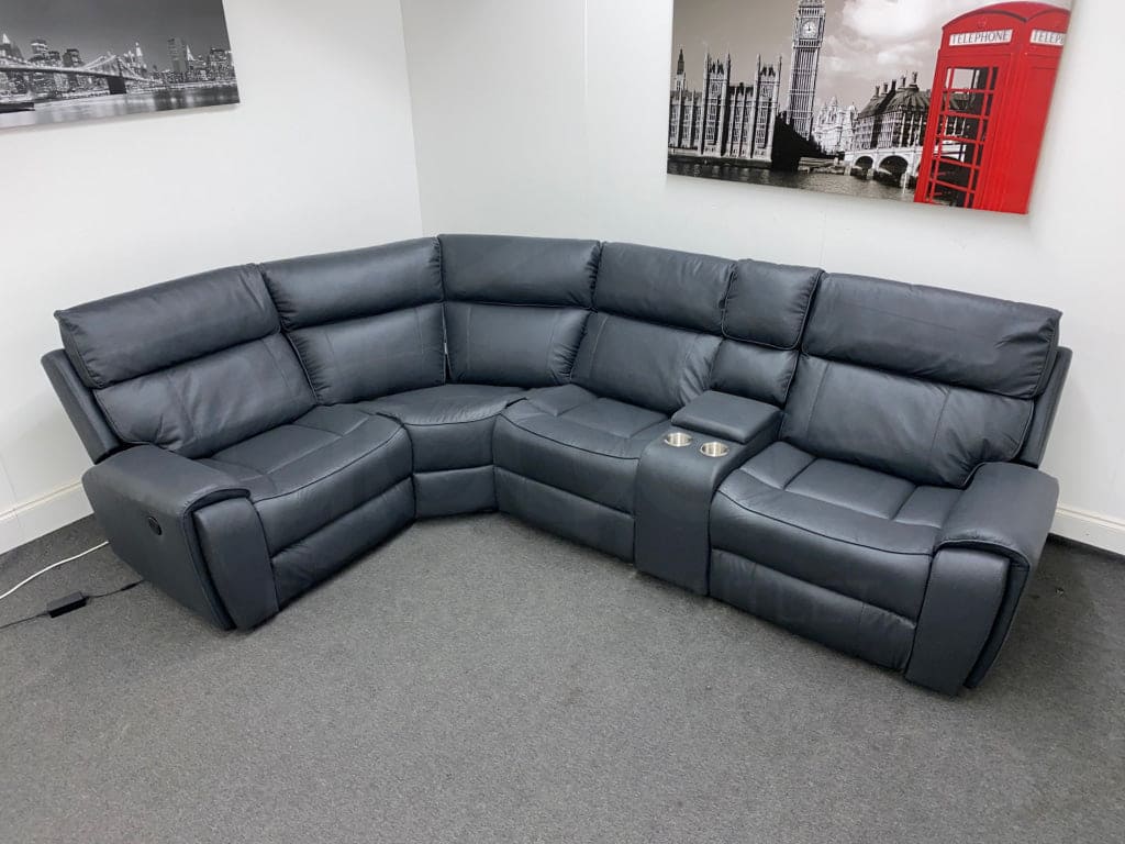 Electric Recliner Grey Fabric LHF Corner Sofa - Image 5