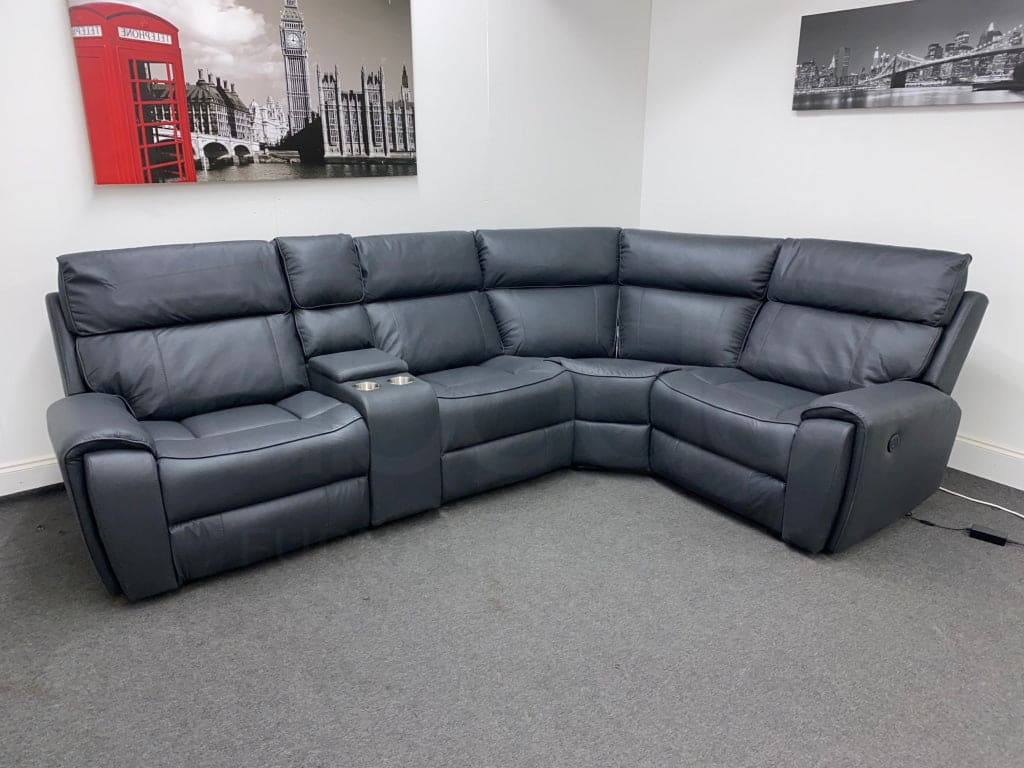Electric Recliner Grey Fabric RHF Corner Sofa