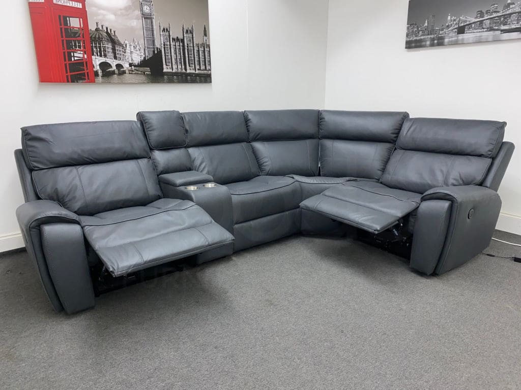 Electric Recliner Grey Fabric RHF Corner Sofa - Image 10