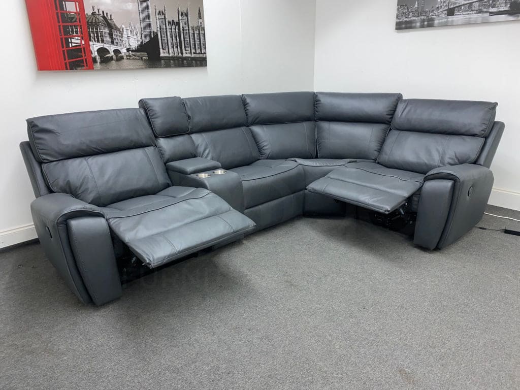 Electric Recliner Grey Fabric RHF Corner Sofa - Image 11
