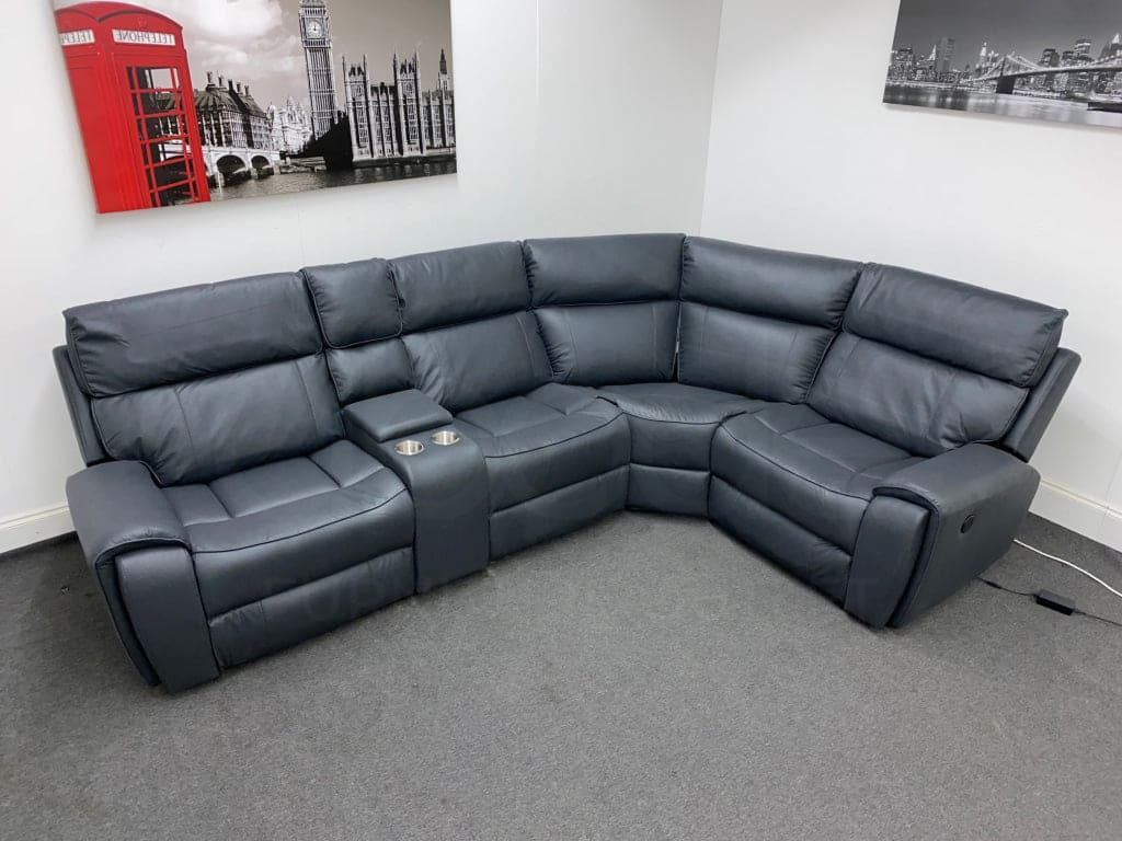 Electric Recliner Grey Fabric RHF Corner Sofa - Image 5