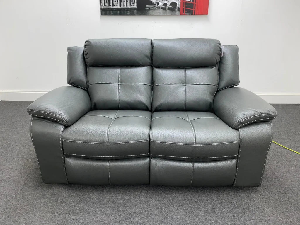 Parker Electric Recliner Grey Leather 2 Seater Sofa - Image 4