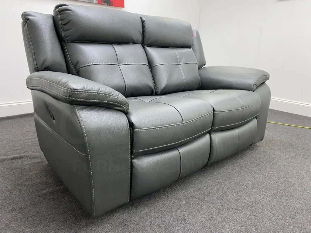 Parker Electric Recliner Grey Leather 2 Seater Sofa - Image 5