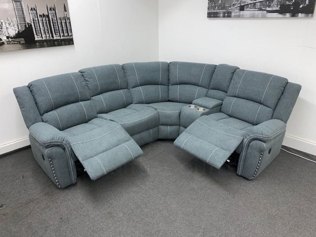 “Finsbury Express" Grey Fabric Electric Recliner RHF Modular Corner Sofa - Image 11