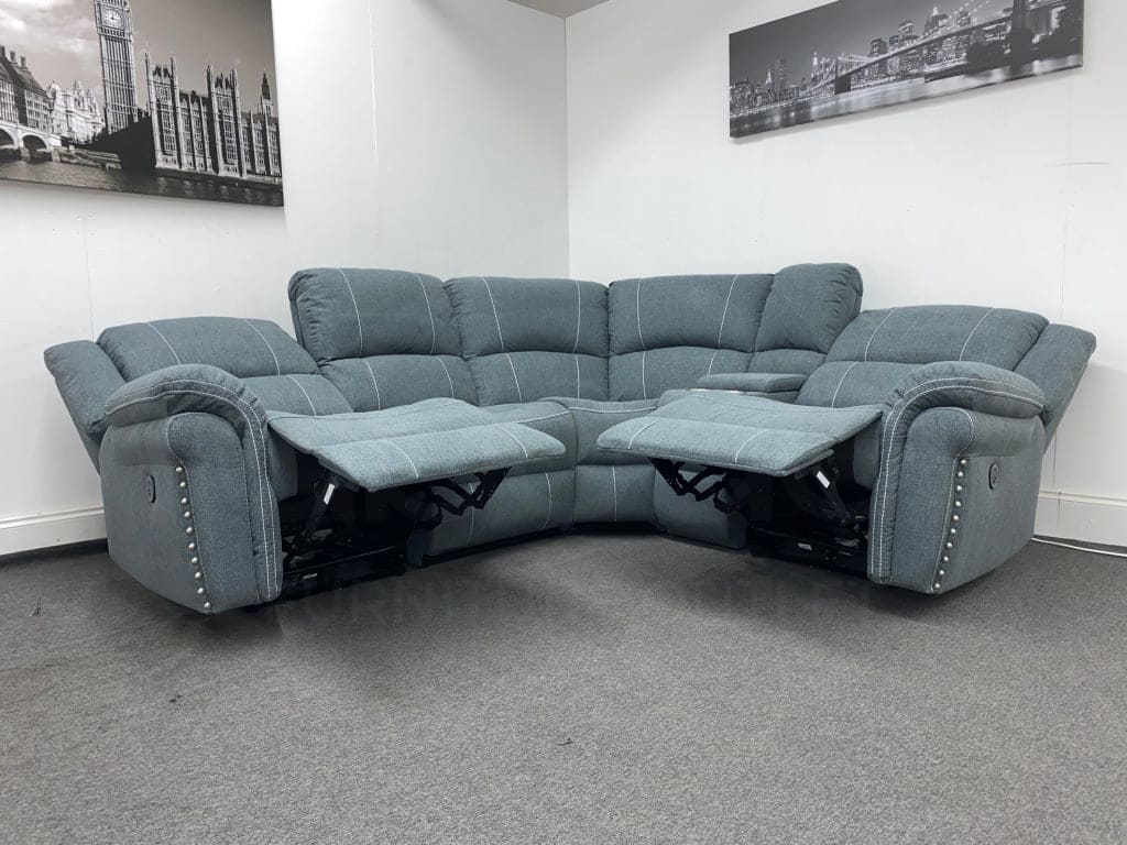 “Finsbury Express" Grey Fabric Electric Recliner RHF Modular Corner Sofa - Image 12