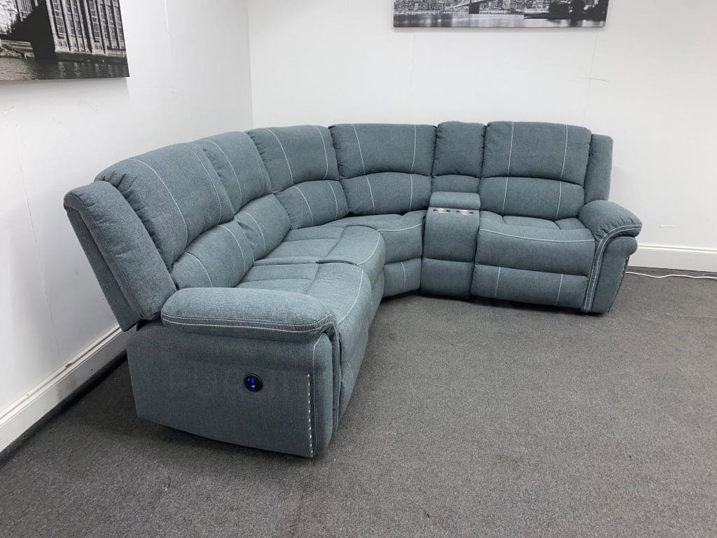 “Finsbury Express" Grey Fabric Electric Recliner RHF Modular Corner Sofa - Image 13