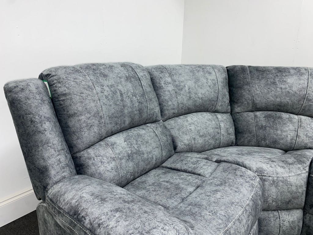 GALAXY Grey Plush Velvet Fabric Electric Reclining Left & Right Hand Facing Modular Corner Sofa | Couch | USB Ports | Drinks Console - Image 8