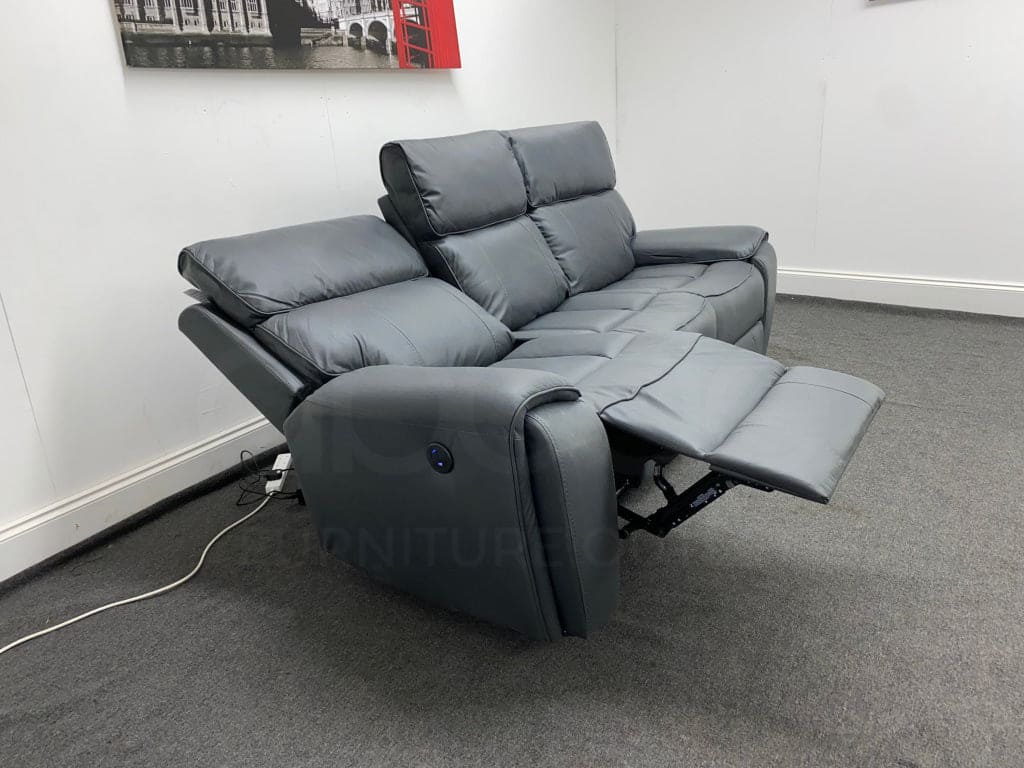 Goodwood Electric Recliner 3 Seater Microfibre Fabric Sofa + USB Ports - Image 10