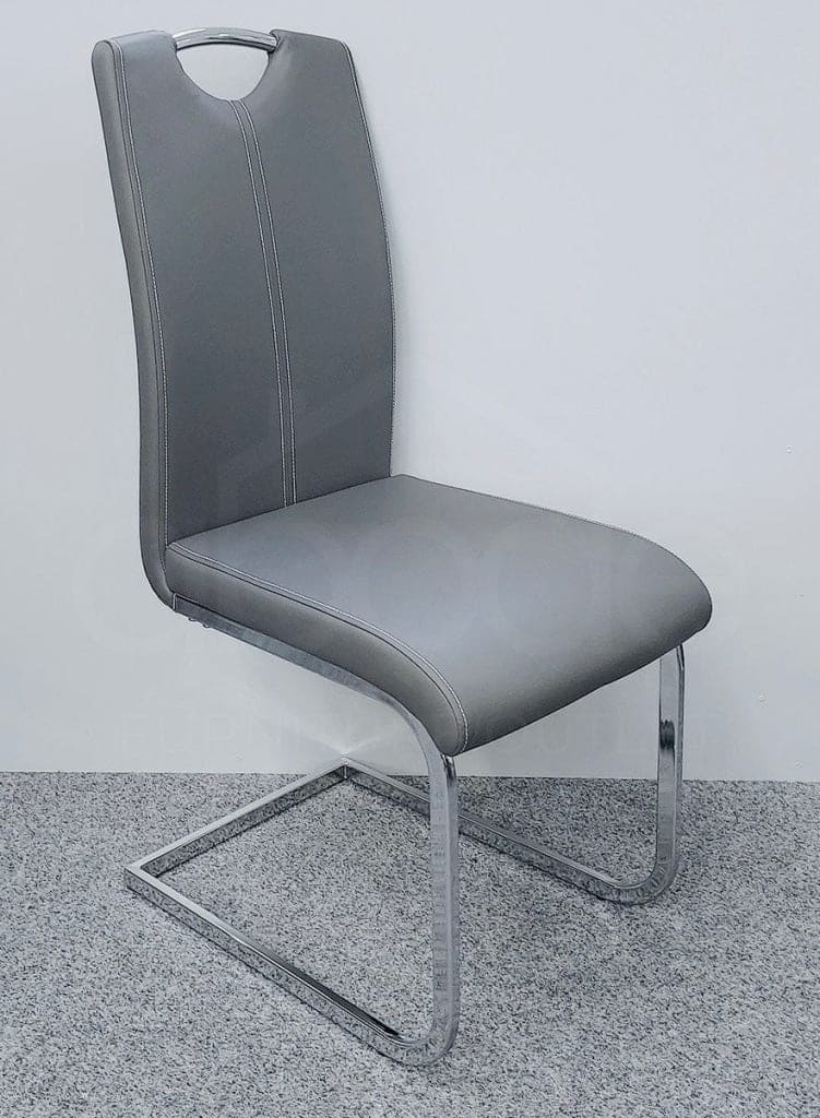 This Whole Dining Set - Grey Extending Glass Top Dining Table ( 140CM - 180CM )+ 6 Grey Leather Chairs - Image 3