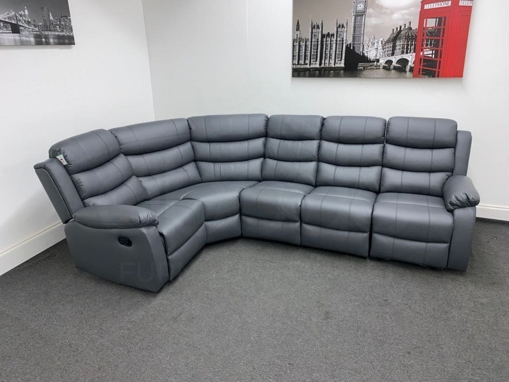 Lando LHF Modular Recliner 5 Seat Grey Leather Corner Sofa | Couch | L-Shape - Image 3