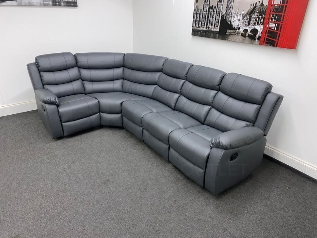 Lando LHF Modular Recliner 5 Seat Grey Leather Corner Sofa | Couch | L-Shape - Image 4