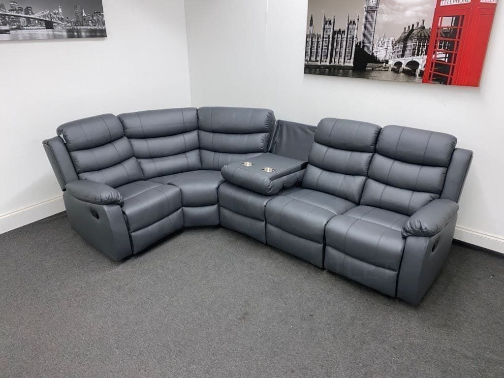 Lando LHF Modular Recliner 5 Seat Grey Leather Corner Sofa | Couch | L-Shape - Image 6