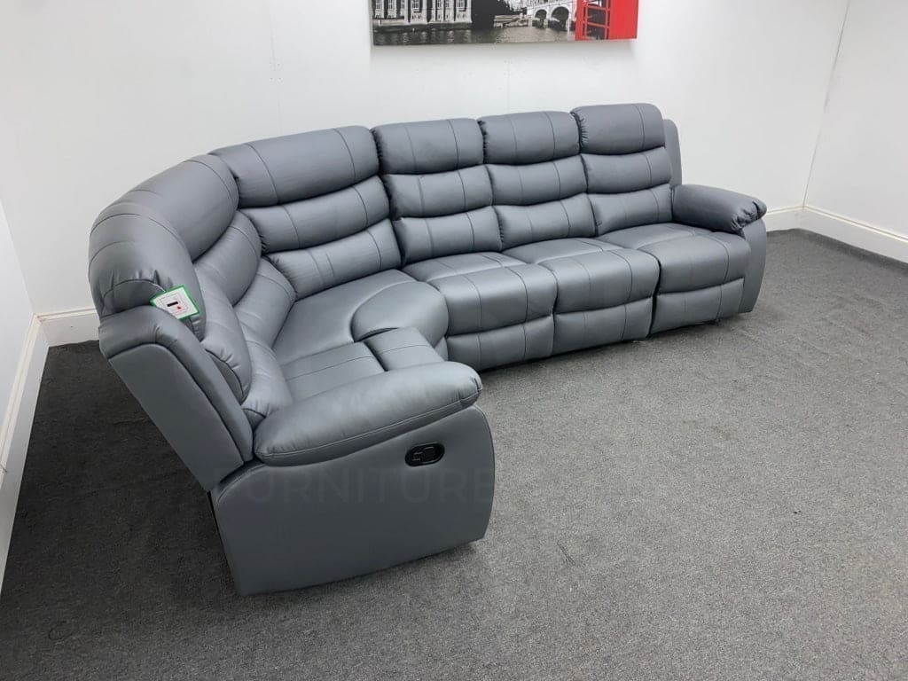 Lando LHF Modular Recliner 5 Seat Grey Leather Corner Sofa | Couch | L-Shape - Image 7