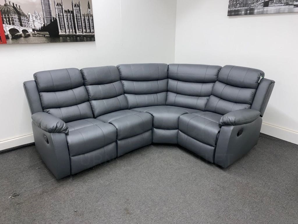 Lando RHF Modular Recliner 4 Seat Grey Leather Corner Sofa