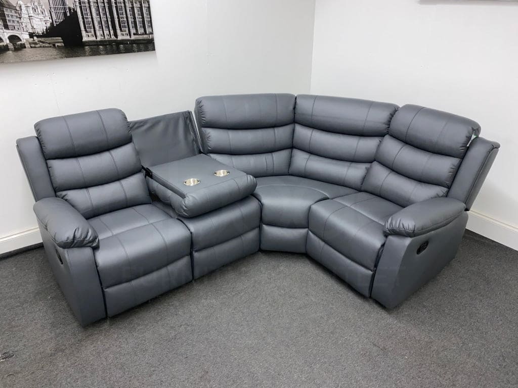 Lando RHF Modular Recliner 4 Seat Grey Leather Corner Sofa - Image 6