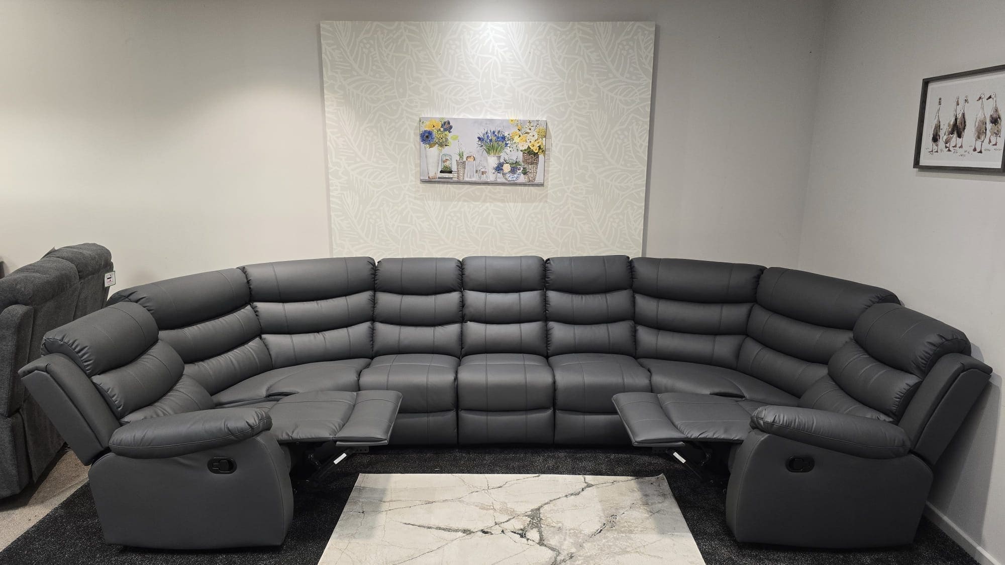 Lando U Shape Recliner Corner Sofa 7 Seater with Fold Down Tray Table - Image 3