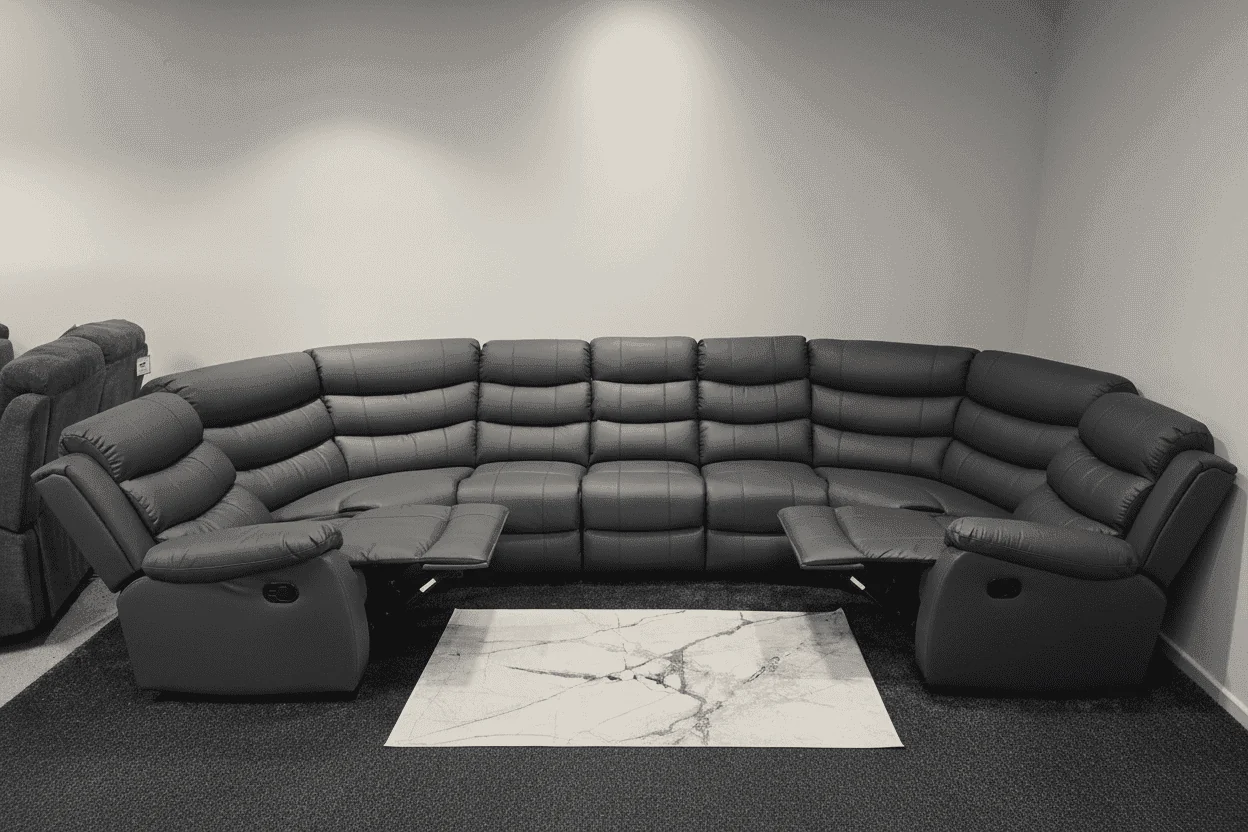 Lando U Shape Recliner Corner Sofa 7 Seater with Fold Down Tray Table - Image 6