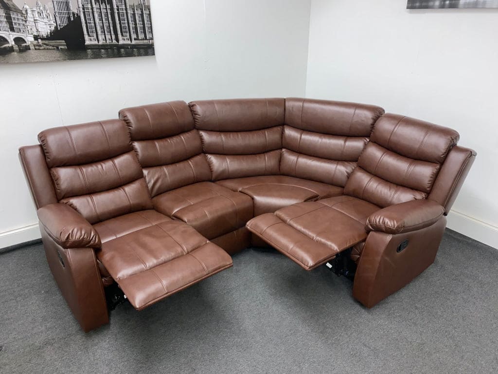 Lando Brown Leather Reversible Recliner Corner Sofa - Image 3