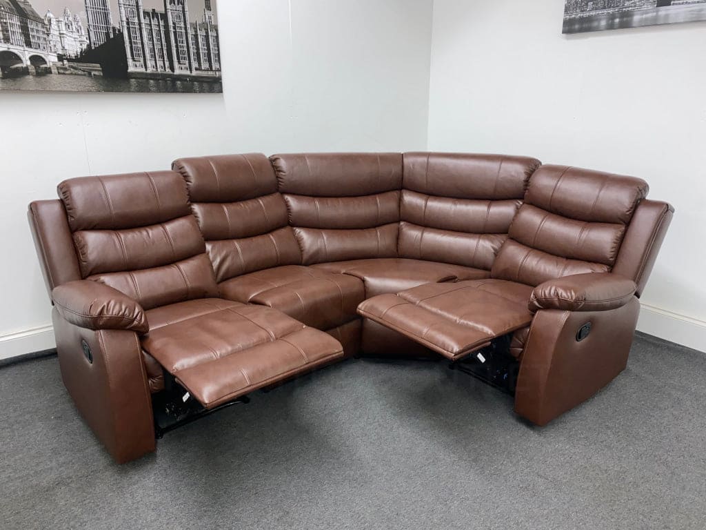 Lando Brown Leather 1C2 Modular / Reversible Recliner Corner Sofa - Image 2