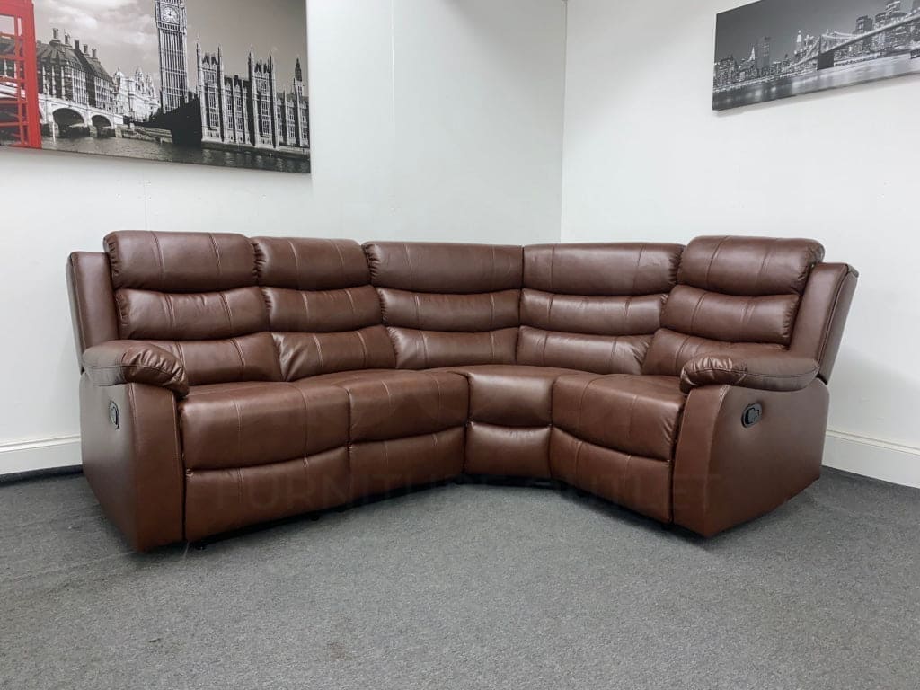 Lando Brown Leather 1C2 Modular / Reversible Recliner Corner Sofa - Image 4