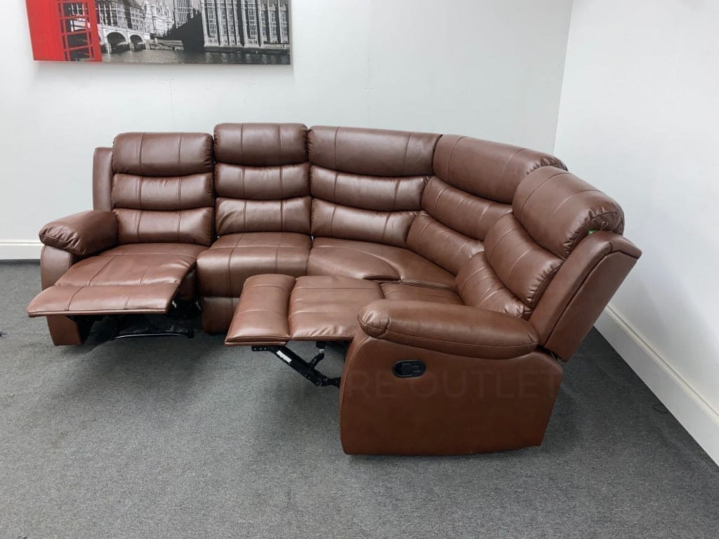 Lando Brown Leather 1C2 Modular / Reversible Recliner Corner Sofa - Image 5