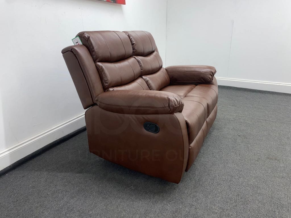 Lando Brown Leather Reclining 2 Seater Sofa | Couch | - Image 7
