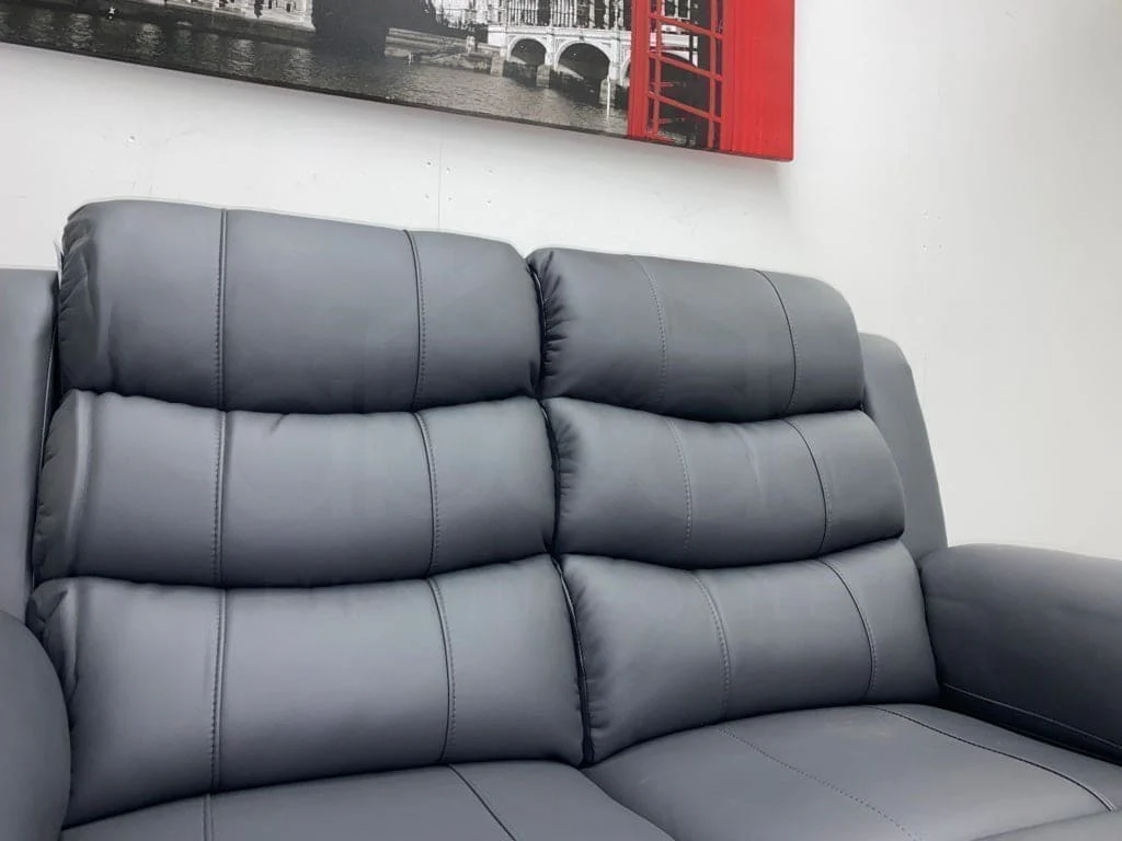 Lando Grey Leather Reclining 2 Seater Sofa | Couch - Image 5