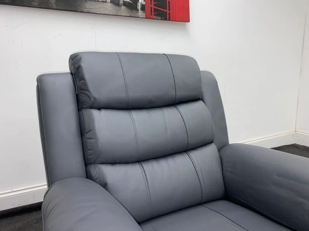" Lando " Grey Leather Reclining Armchair 1 Seater Sofa / Armchair - Image 6