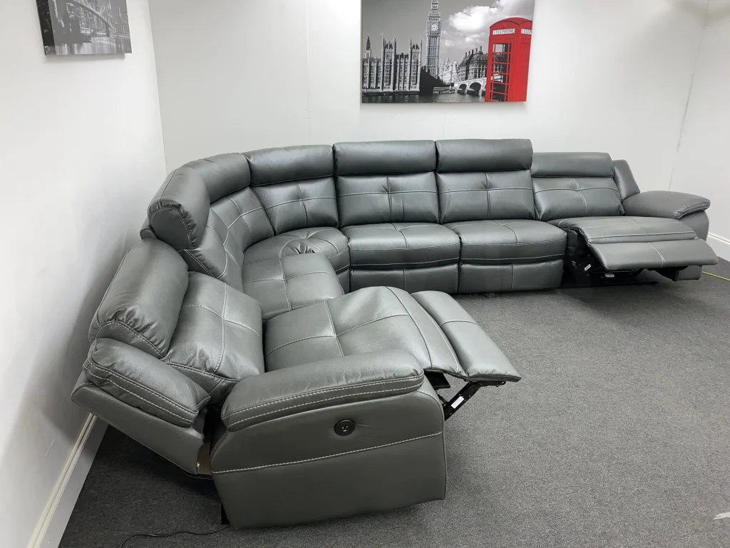 Large Parker Electric Recliner Grey Milano Leather Fully Modular / Sectional Corner Sofa - Image 3