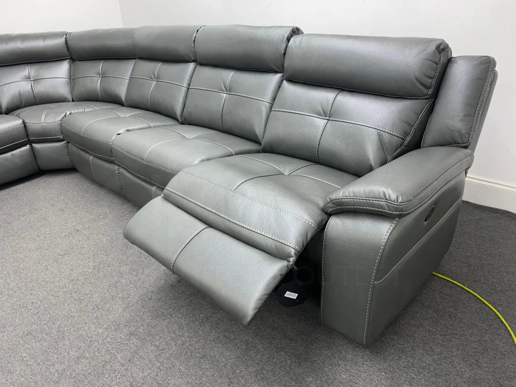 Large Parker Electric Recliner Grey Milano Leather Fully Modular / Sectional Corner Sofa - Image 4