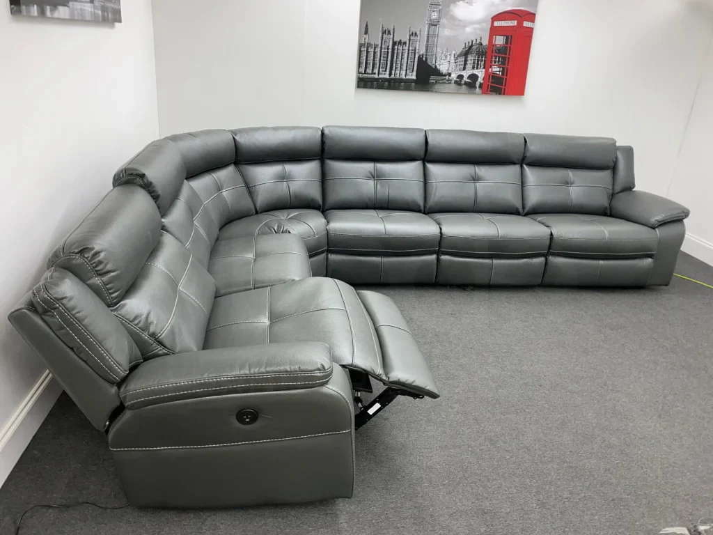 Large Parker Electric Recliner Grey Milano Leather Fully Modular / Sectional Corner Sofa - Image 5