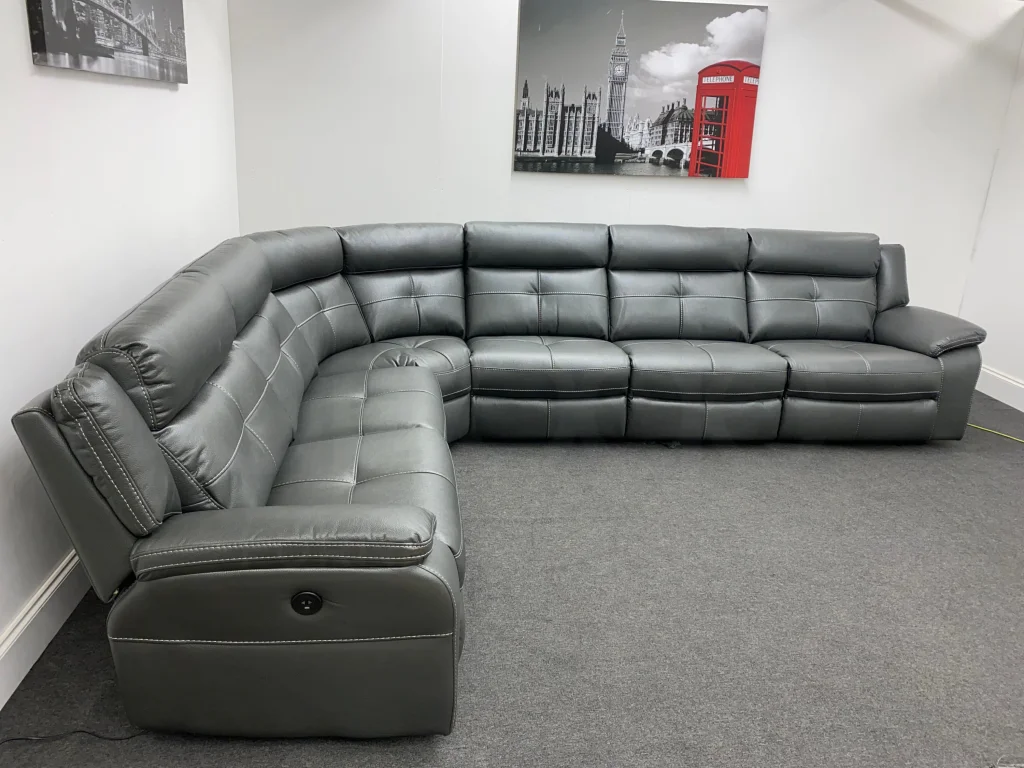 Large Parker Electric Recliner Grey Milano Leather Fully Modular / Sectional Corner Sofa - Image 6