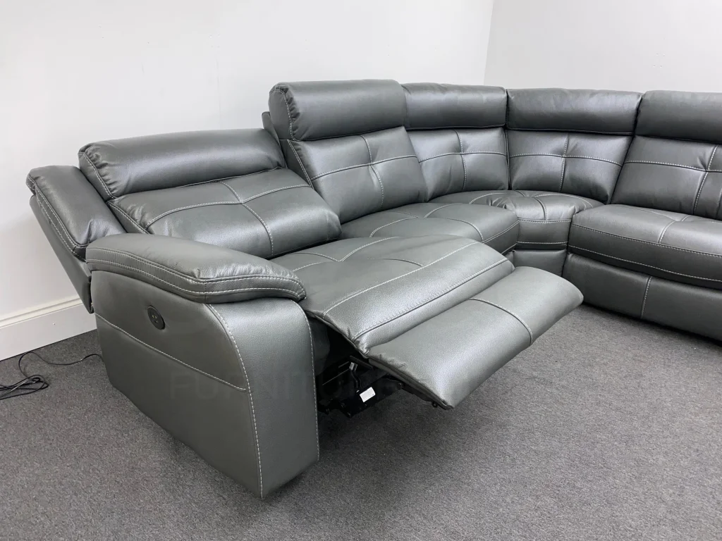 Large Parker Electric Recliner Grey Milano Leather Fully Modular / Sectional Corner Sofa - Image 7