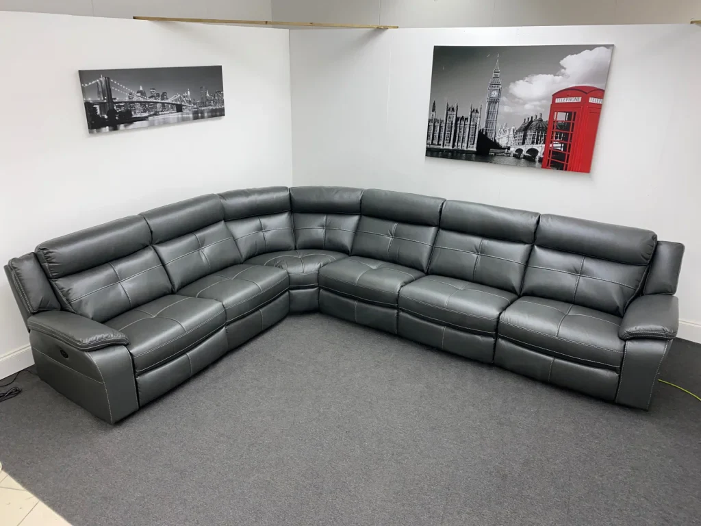 Large Parker Electric Recliner Grey Milano Leather Fully Modular / Sectional Corner Sofa - Image 8